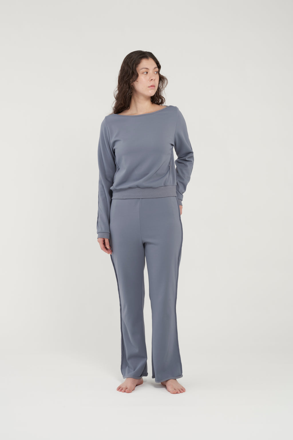 フェザースウェット ボートネック BlueGray