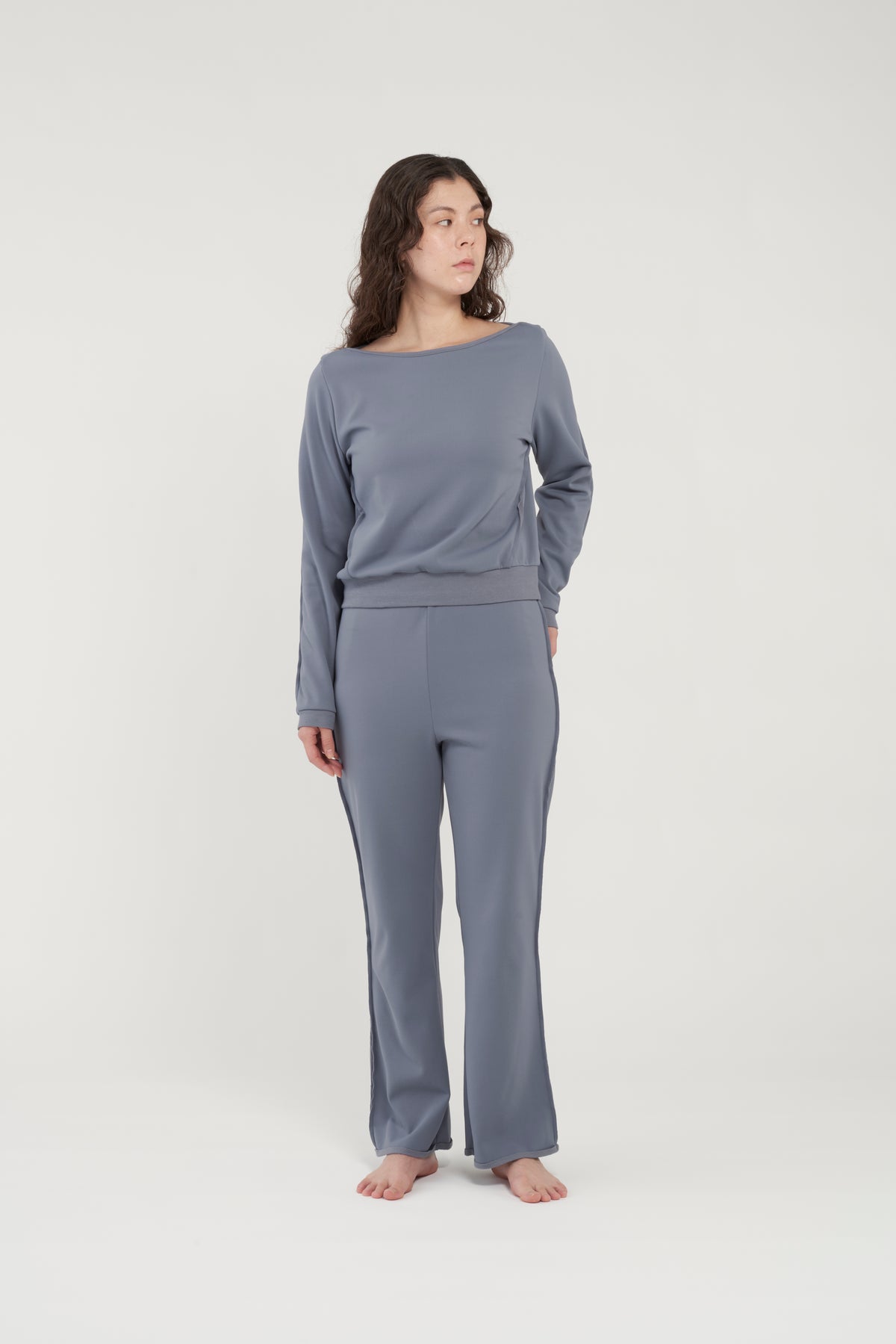 フェザースウェット ボートネック BlueGray