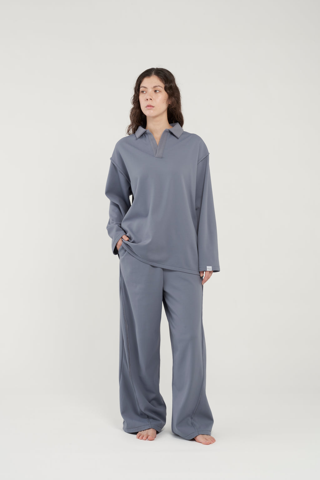 フェザースウェット ラガーシャツ BlueGray