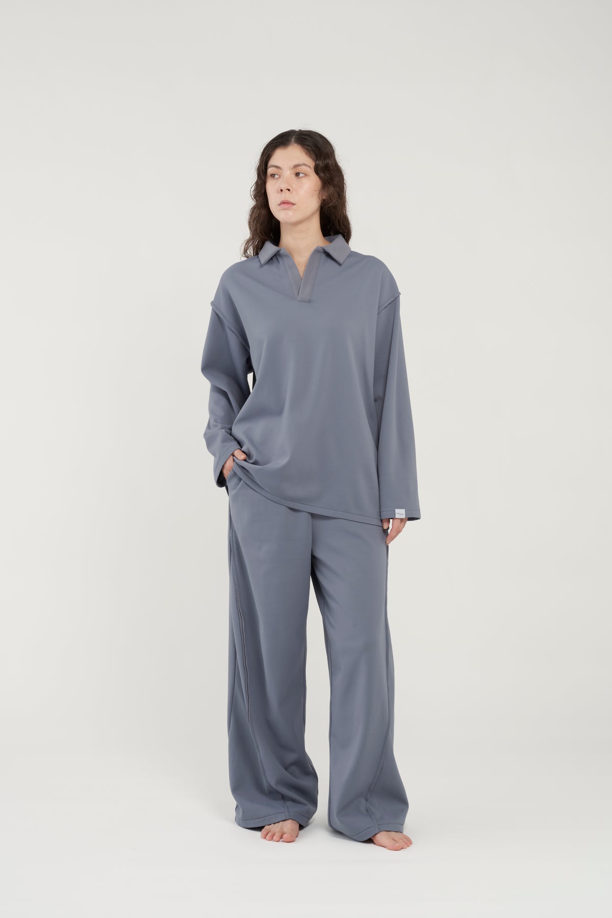 フェザースウェット ラガーシャツ BlueGray