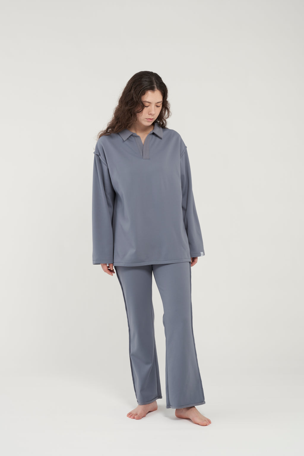 フェザースウェット ラガーシャツ BlueGray